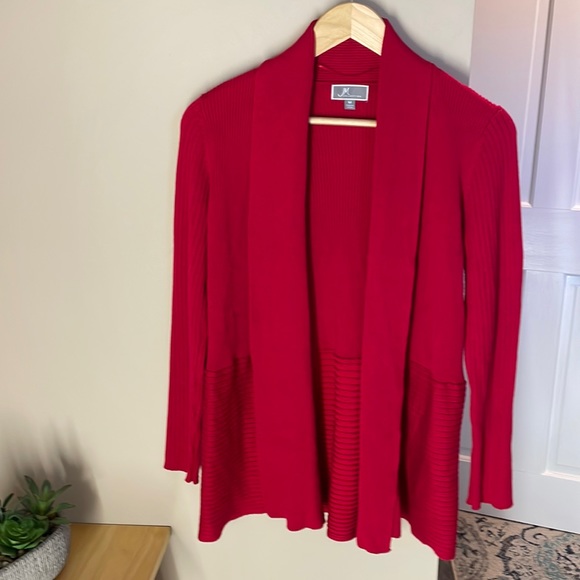 JM Collection Sweaters - JM collection red open cardigan